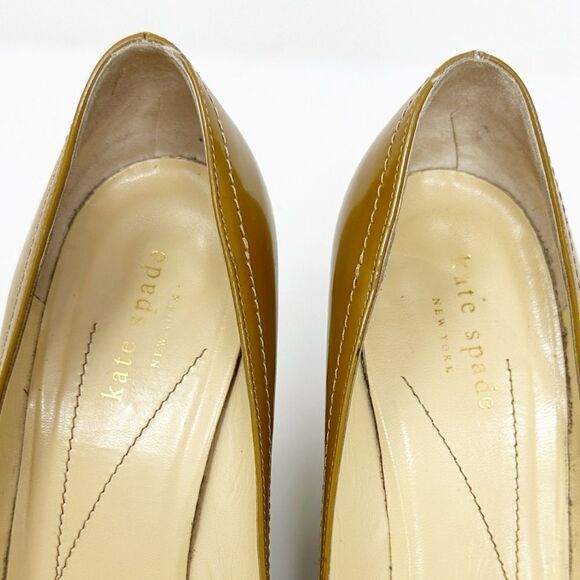 Kate Spade Kiki Camel Patent Leather Wedge Pumps Size 8 - Picture 10 of 14